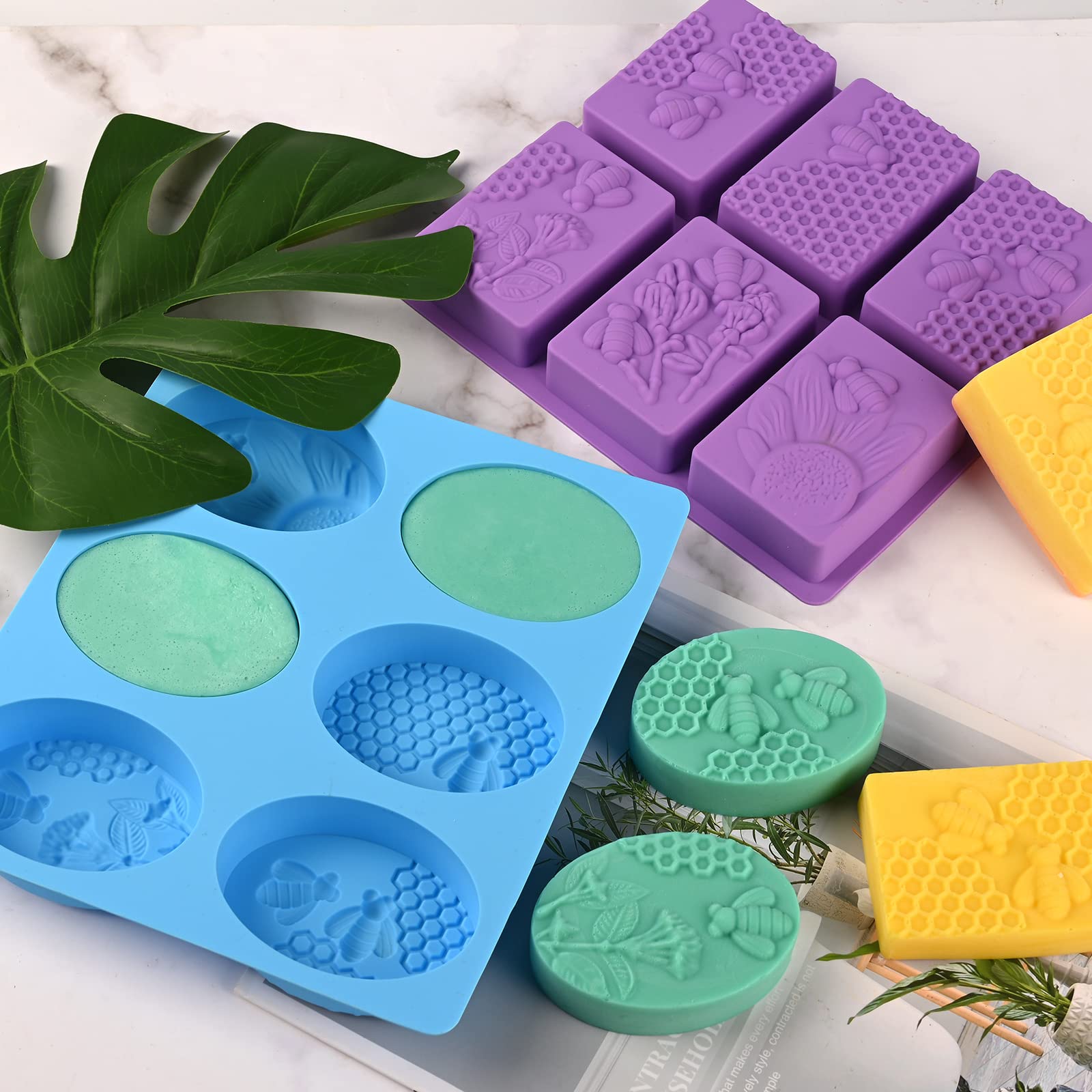 Sakolla 2 Pack Insect Silicone Soap Molds, 6-Cavity Dragonfly Butterfly Ladybug Shape Silicone Molds for Soap Making, DIY Baking Mold for Lotion Bars, Chocolate, Candy, Muffin, Biscuit, Cookie Pans