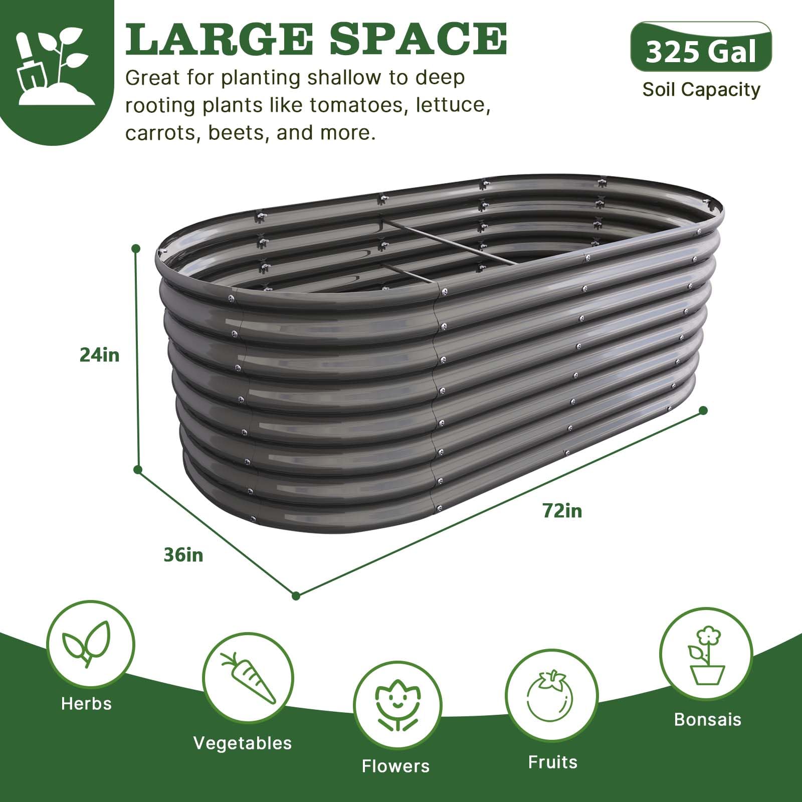 A ANLEOLIFE 2-Pack 3ft x 24” Tall Galvanized Raised Garden Beds Outdoor, Round Metal Planter Box for Planting Vegetables Flowers Herb, Anti-Rust & Easy-Setup, Quartz Grey