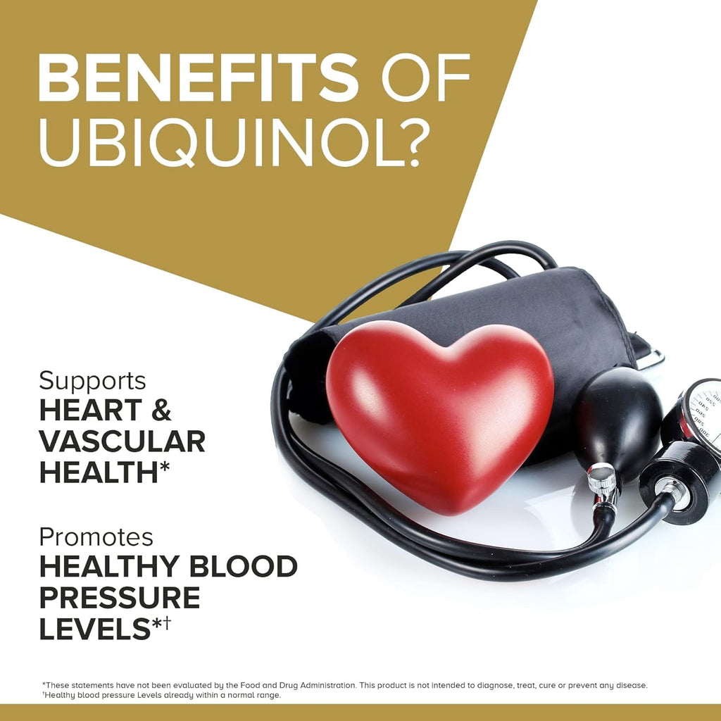 Qunol Ubiquinol CoQ10 100mg Softgels, Ubiquinol - Active Form of Coenzyme Q10, Antioxidant for Heart Health, Healthy Blood Pressure Levels, Beneficial to Statin Users, 60 Count