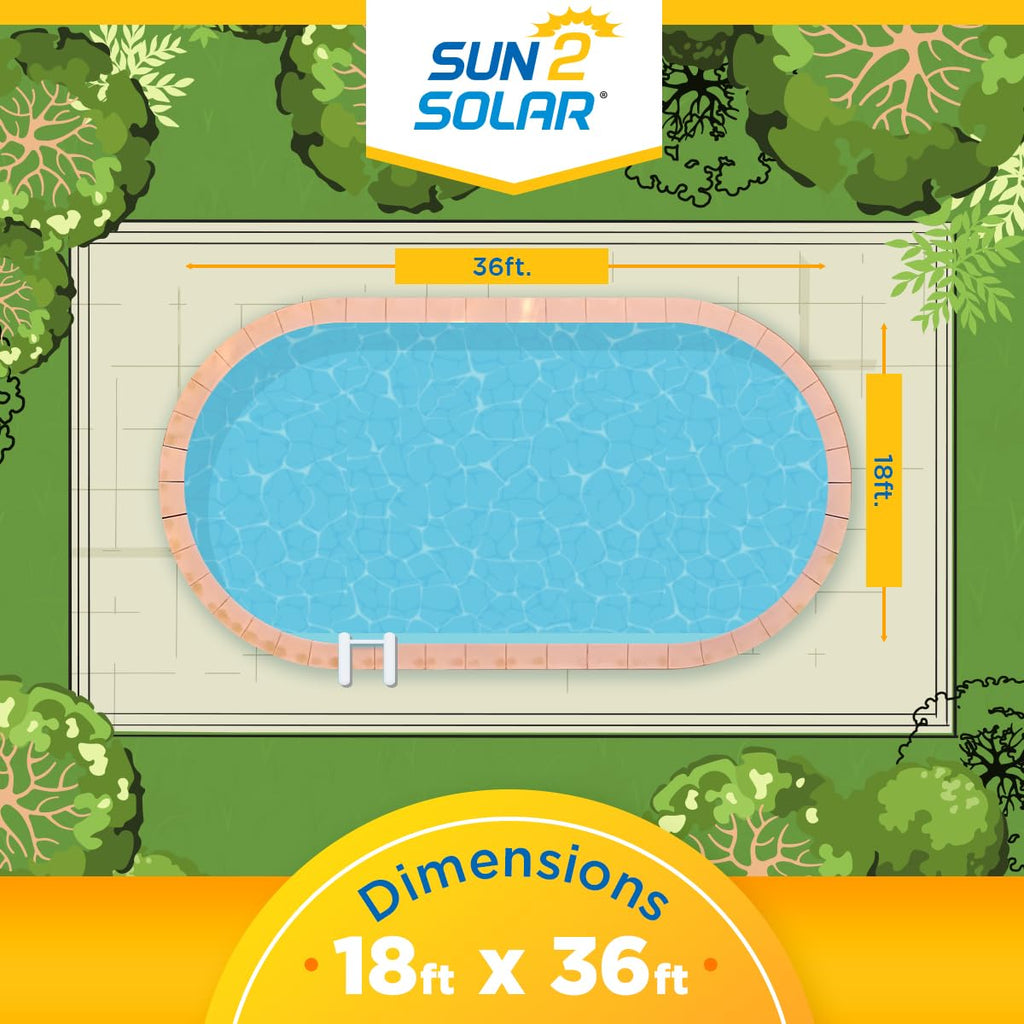 Sun2Solar Blue 10 ft x 15 ft Oval Pool Solar Cover | 8 Mil | Heat Retaining Blanket for Inground and Above Ground Swimming Pools | Harness The Sun's Energy to Heat Pool | Bubble Heating Blankets