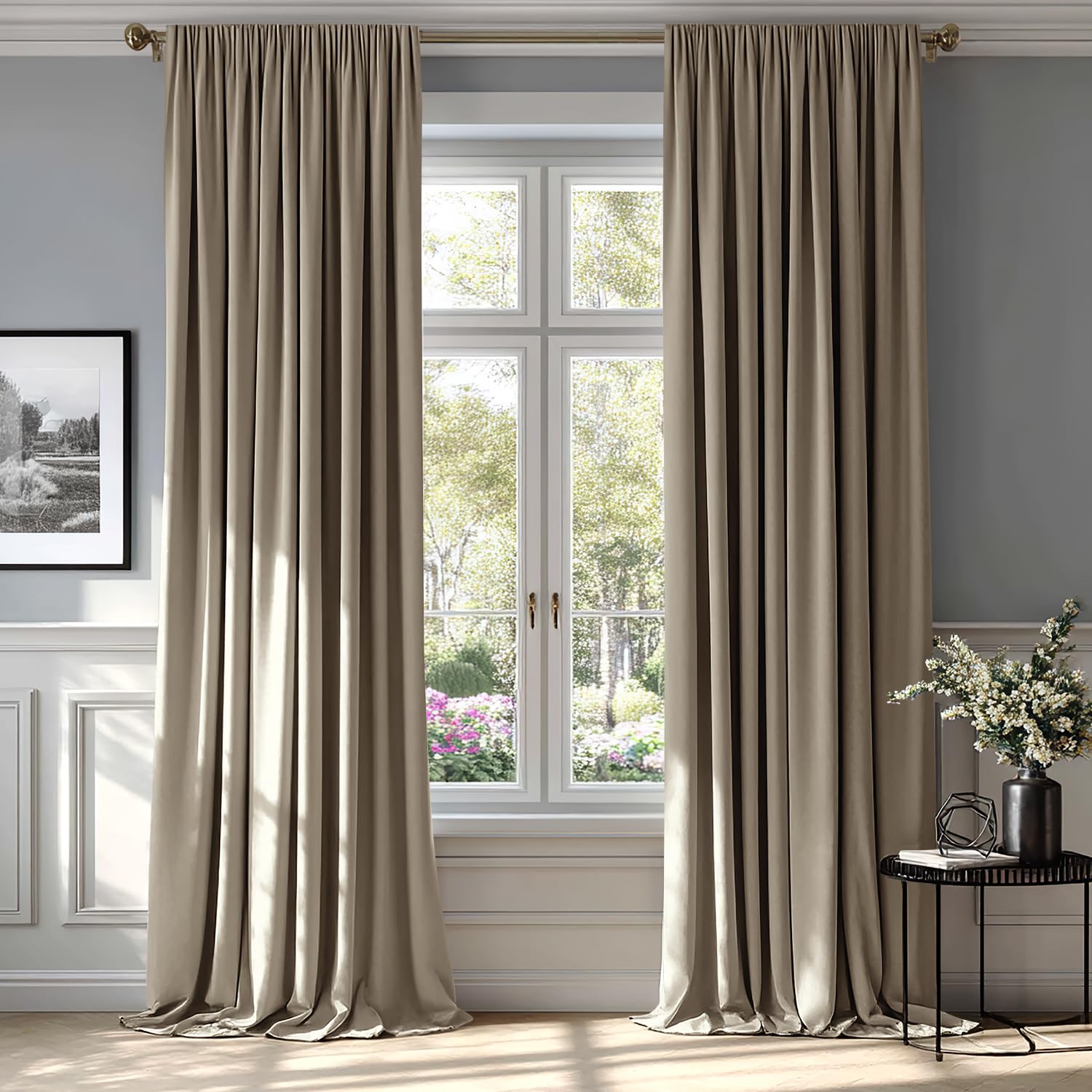 MIULEE Black Velvet Curtains Thermal Insulated Blackout Halloween Curtain Drapes for Bedroom Living Room Darkening 63 Inches Long Curtains Panels Rod Pocket Set of 2