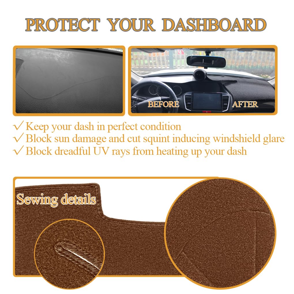 Dash Cover Fit for Chevy Chevrolet Silverado 1500 LT/WT 2500HD 3500HD 2007-2013, GMC Sierra 2007-2013 Dashboard Mat Carpet (08-13 Beige) Y74