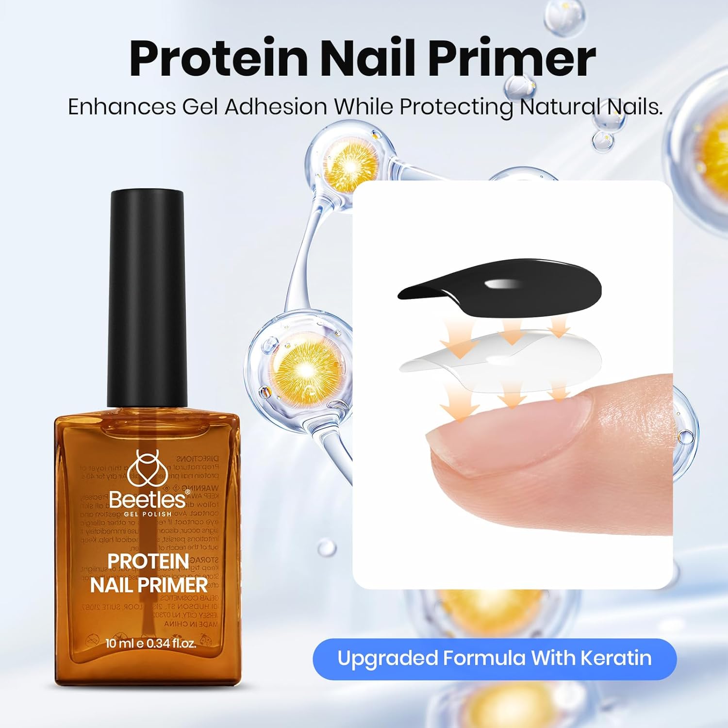 Beetles 2Pcs 15ml Gel Base and Top Coat Set - Upgrade No Wipe Extra Glossy Top Coat Finish for Gel Nail Polish, Soak Off UV/LED Lamp Needed, Essentials for Long-Lasting Manicure Kit