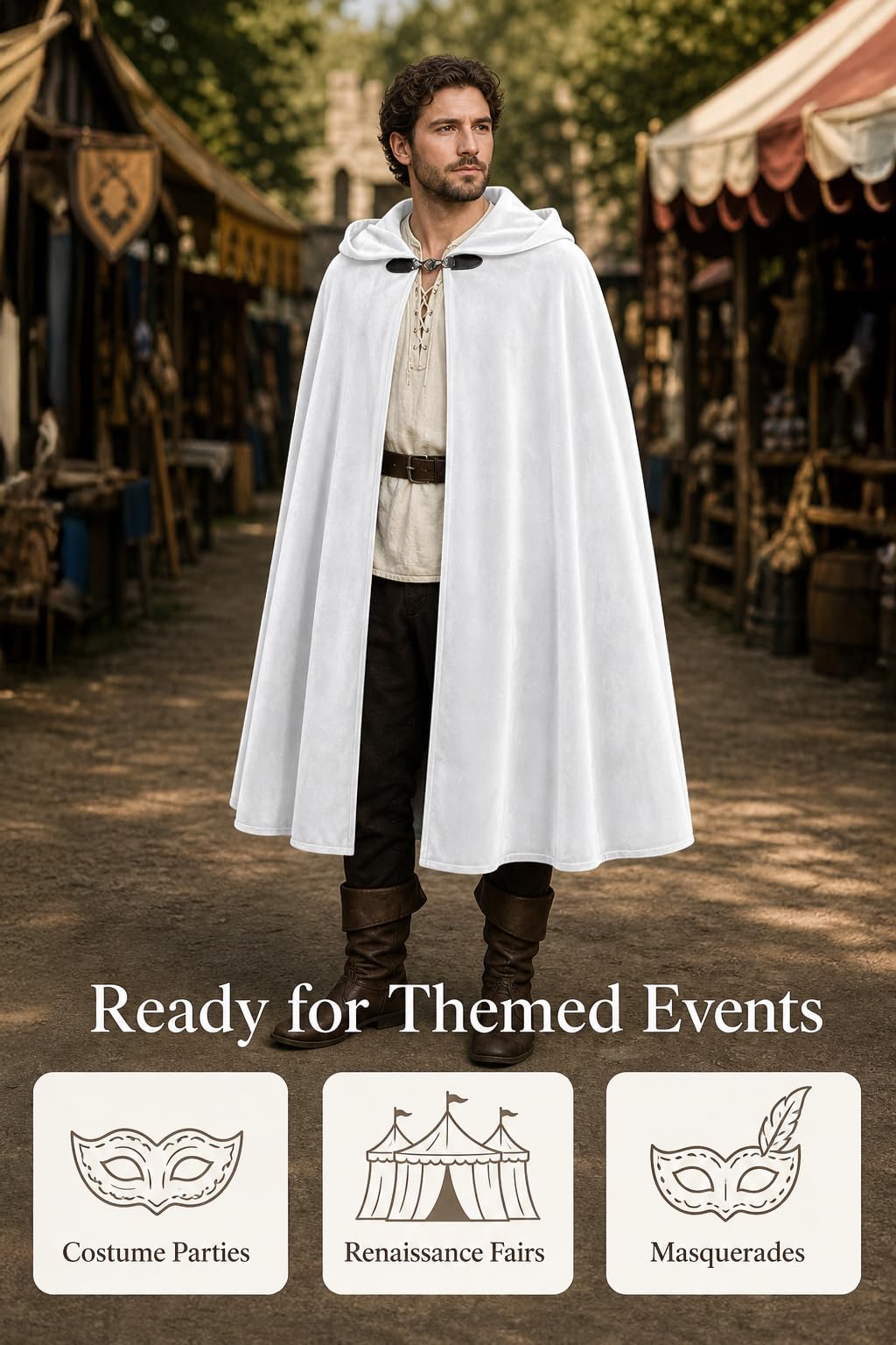 JEGERMIG Medieval Hooded Cloak Halloween Renaissance Costume