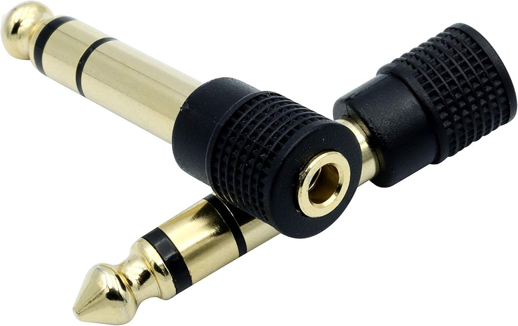 Chadou Audio Adapter 6.35mm (1/4 inch) Male to 3.5mm (1/8 inch) Female Stereo Headphone Connector Gold Plated, 2 Pack