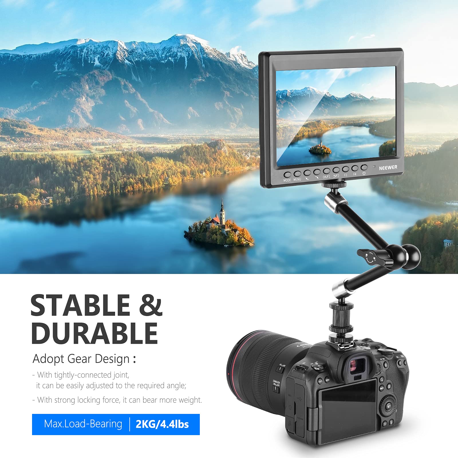 NEEWER 5.9"/15cm Adjustable Friction Magic Arm with 1/4" Screw on Both Ends, Compatible with SmallRig Cage, Flash/LED Light/Microphone/Monitor/SuperClip, Max Load 4.4lb/2kg, ST15