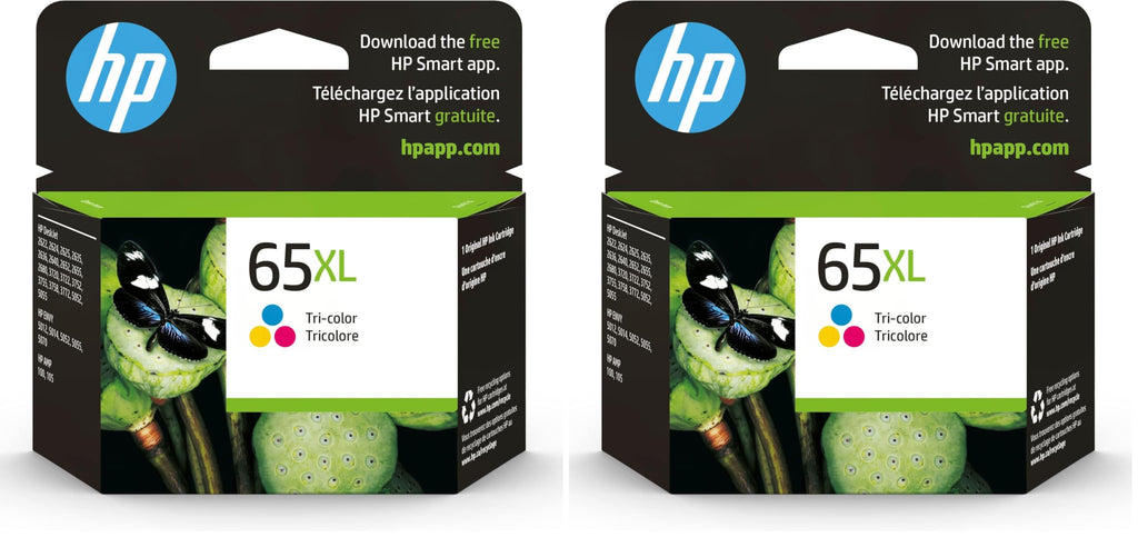 HP 65XL Tri-Color High-Yield Ink Cartridge | Works with AMP 100, DeskJet 2600, 3700; Envy 5000 | Eligible for Instant Ink | N9K03AN