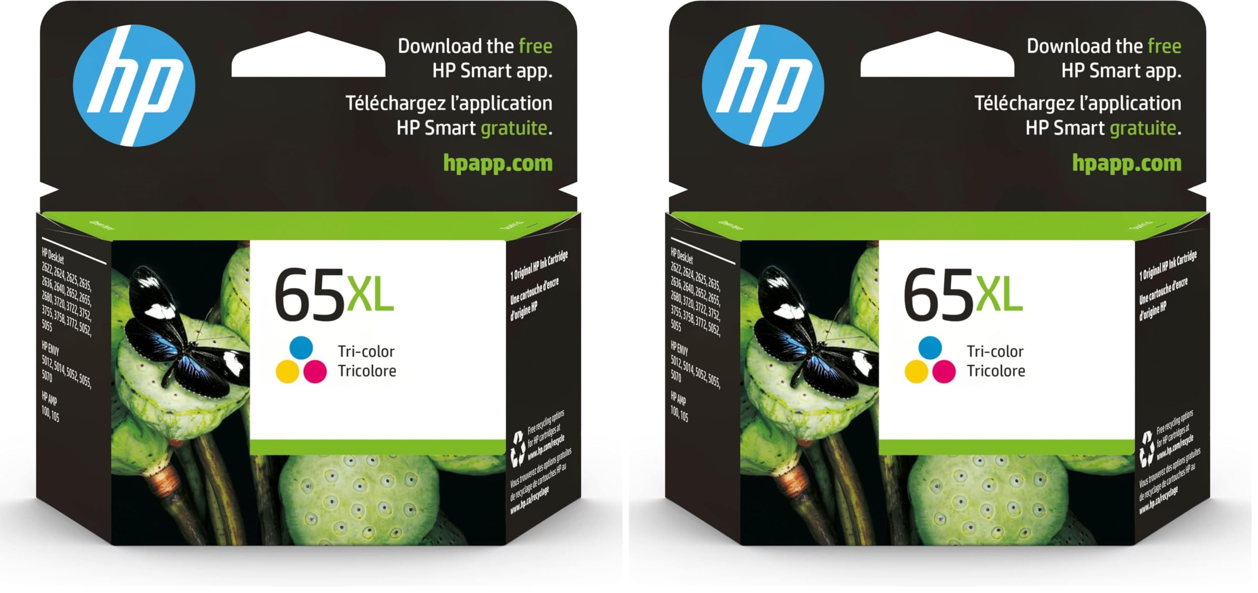 HP 65XL Tri-Color High-Yield Ink Cartridge | Works with AMP 100, DeskJet 2600, 3700; Envy 5000 | Eligible for Instant Ink | N9K03AN
