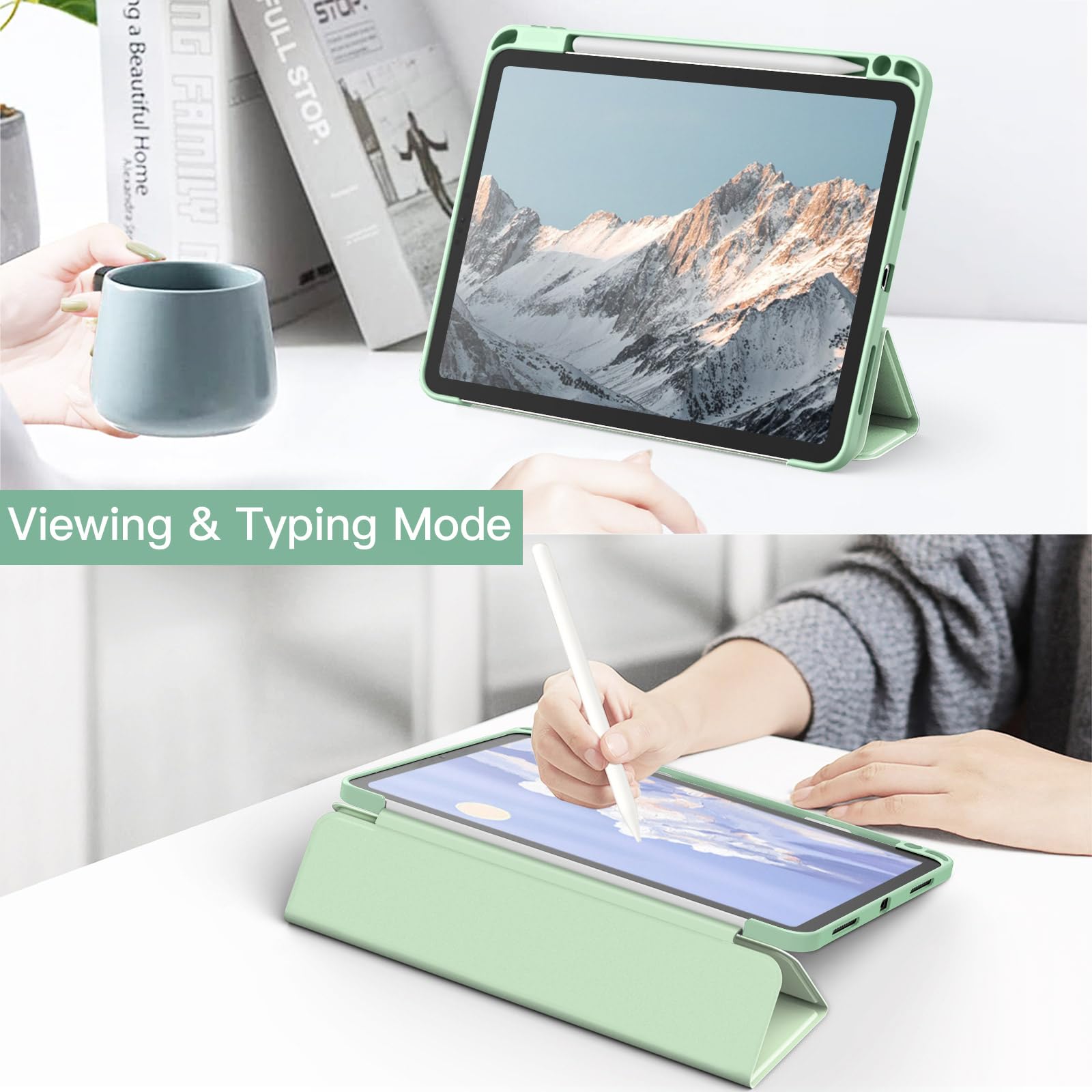 JETech Case ONLY for iPad Pro 11 Inch (2022/2021/2020/2018) with Pencil Holder, Clear Transparent Back Shell Slim Stand Shockproof Tablet Cover, Auto Wake/Sleep (Black)