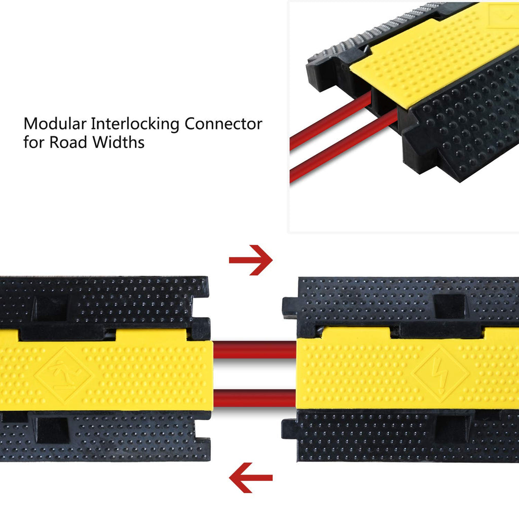4 Pack Rubber Cable Ramp Hose Cable Protector Ramp 1 Channel 11000Lbs Load Capacity Traffic Speed Bump Wires Power Lines Extension Cord Cover for Indoor Outdoor