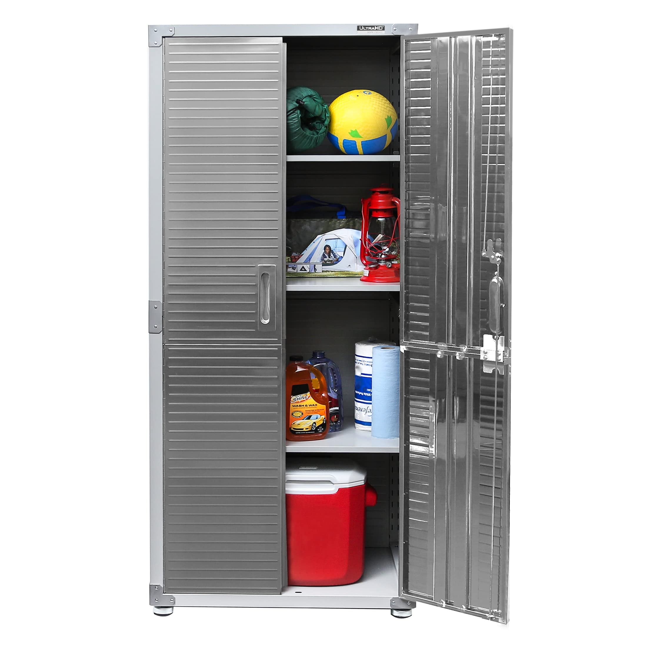 Seville Classics UltraHD Solid Steel Lockable Metal Storage Cabinet Locker Organizer, w/Adjustable Shelves for Garage, Warehouse, Office, Classroom, Granite, 30" W x 18" D x 72" H
