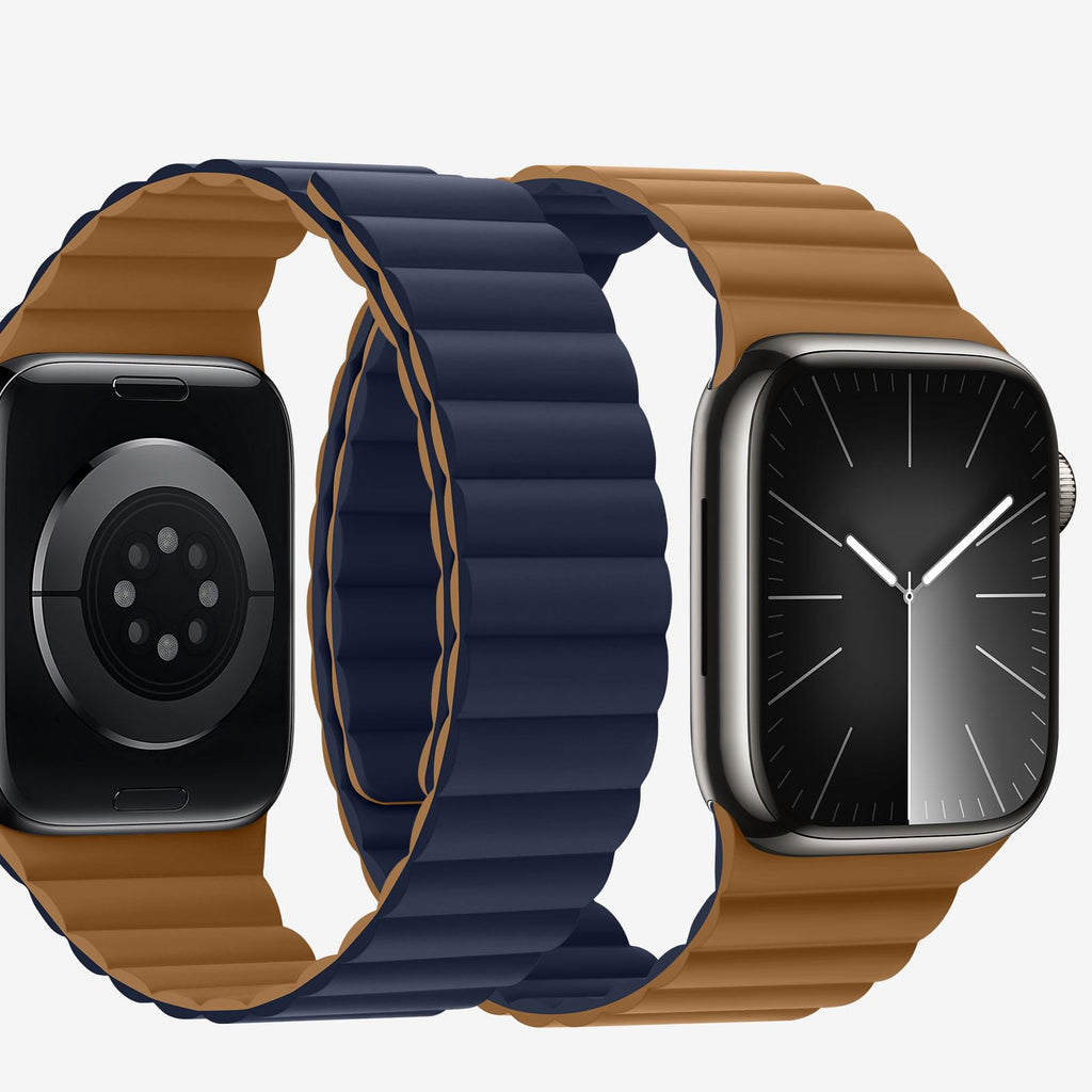 Bisikor Compatible with Apple Watch Band 49 46 45 44 42 41 40 38mm, Double Sided Wearable Silicone Magnetic Strap for iWatch Ultra SE Series 11 10 9 8 7 6 5 4 3 2 1 (38/40/41/42, Beige/Gray)
