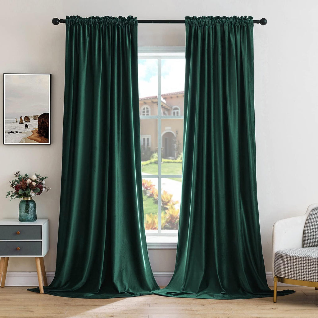 MIULEE Black Velvet Curtains Thermal Insulated Blackout Halloween Curtain Drapes for Bedroom Living Room Darkening 63 Inches Long Curtains Panels Rod Pocket Set of 2