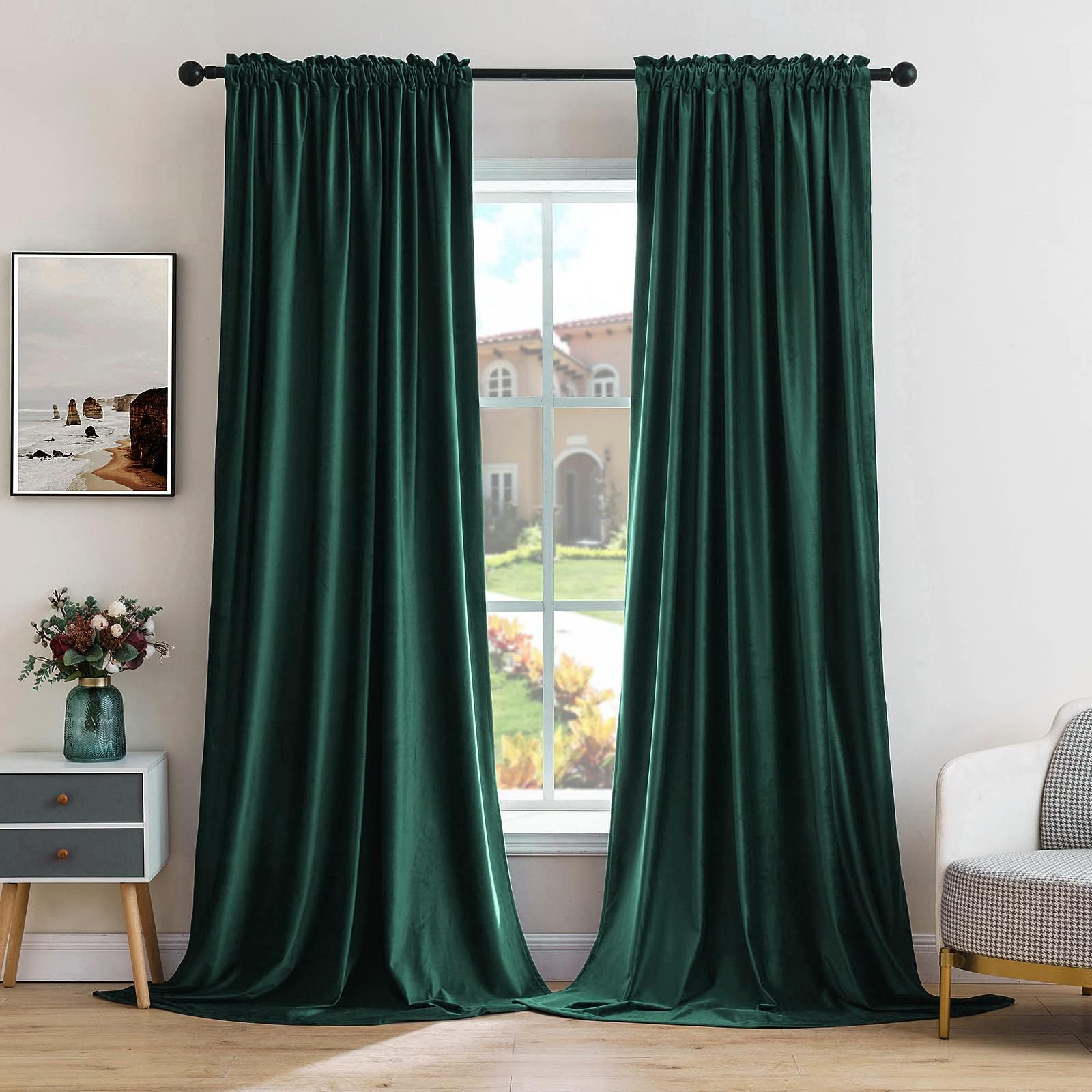 MIULEE Black Velvet Curtains Thermal Insulated Blackout Halloween Curtain Drapes for Bedroom Living Room Darkening 63 Inches Long Curtains Panels Rod Pocket Set of 2