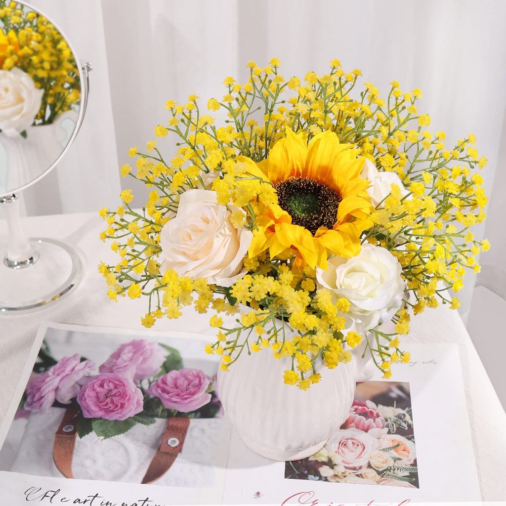 15 PCS Babys Breath Artificial Flowers Fake Babys Breath Flowers Artificial Bulk Blue Gypsophila Bouquets Real Touch Faux Flowers for Wedding Floral Arrangement Party Home Decoration