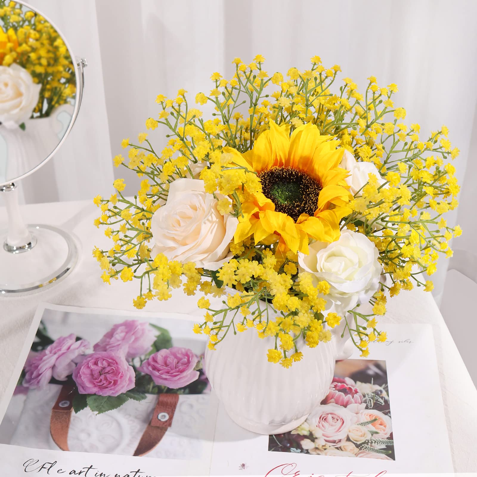 15 PCS Babys Breath Artificial Flowers Fake Babys Breath Flowers Artificial Bulk Blue Gypsophila Bouquets Real Touch Faux Flowers for Wedding Floral Arrangement Party Home Decoration