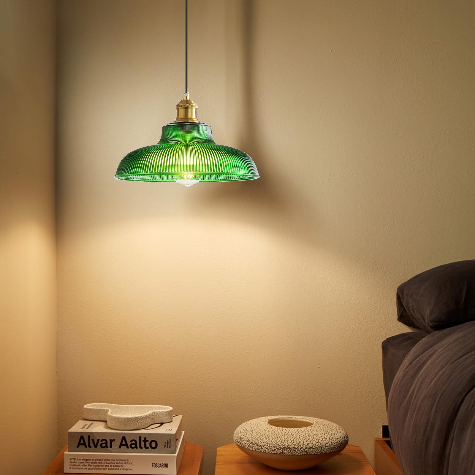 XZHGCEE Plug in Pendant Light: Amber Hanging Lamp Plug in Pendant Lamp, Glass Pendant Lighting for Kitchen Island, Bedroom, Dining Room, Living Room, No Bulb