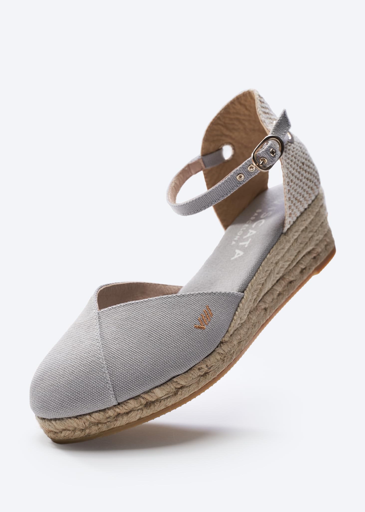 Viscata Pubol Espadrille Canvas Low Wedges with Ankle Strap Spain Handmade 2” Heel Women's Sandals with Breathable Organic Cotton Canvas and 100% Natural Jute for all Occasions: Casual, Work, Party