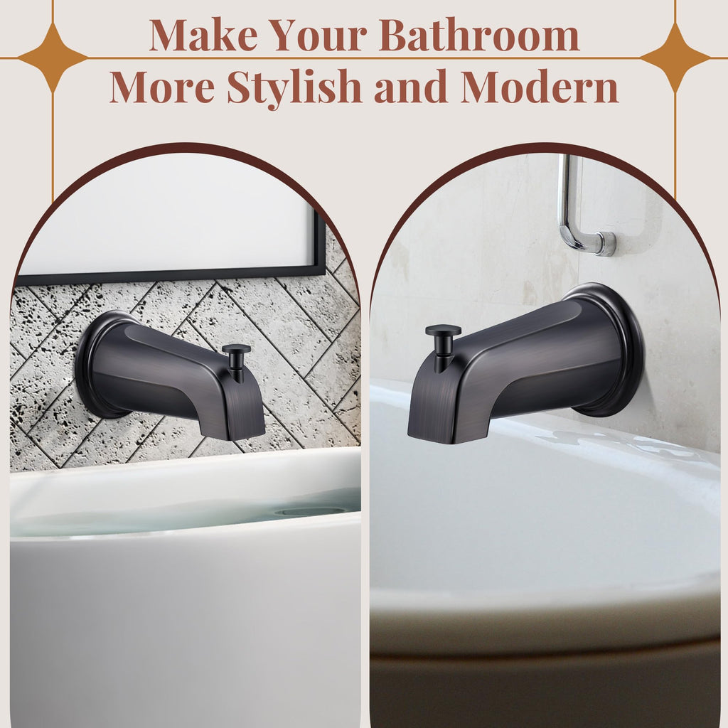 Dreyoo Tub Spout (Universal Fits 1/2" Copper Pipe, 1/2" IPS and 3/4" IPS), Bathroom Bathtub Faucet with Adapters and Hex Wrench(Brushed Nickel,Simple)