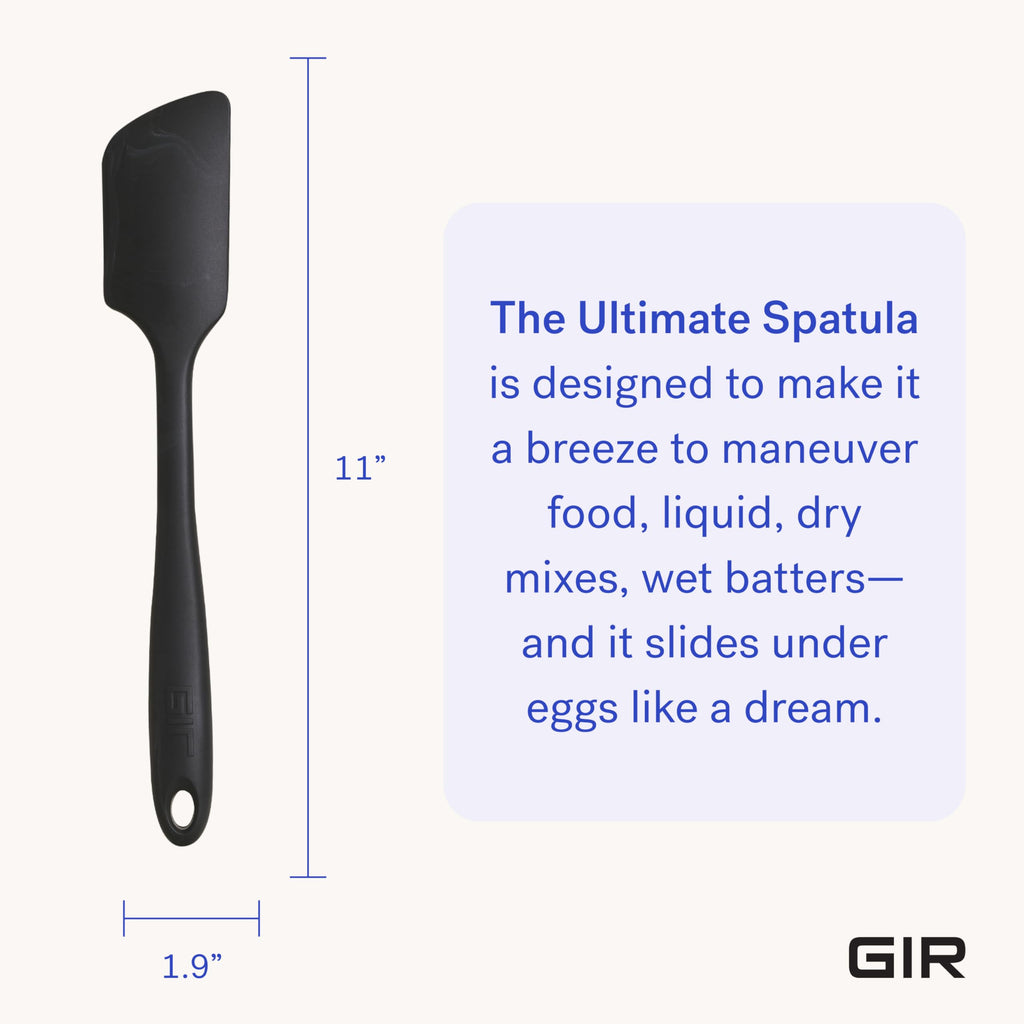 GIR: Get It Right Premium Silicone Spatula - Non-Stick Heat Resistant Kitchen Spatula - Perfect for Baking, Cooking, Scraping, and Mixing - Mini - 8 IN, Black