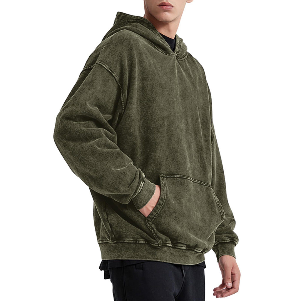 Bobeutou Oversized Hoodie Men Vintage Cotton Casual Hooded Sweatshirt Trendy Baggy Basic Hoodies Retro Pullover Streetwear