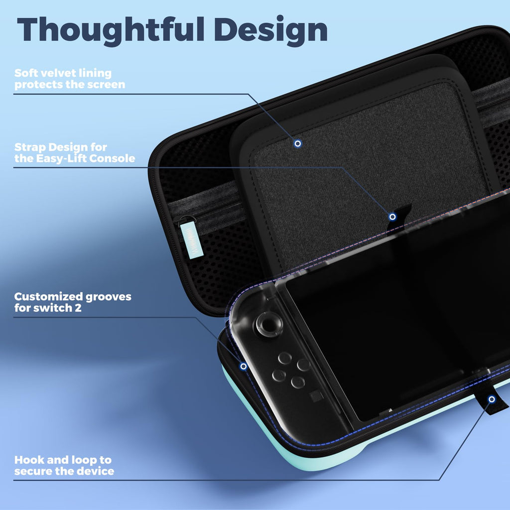 ProCase Carrying Case for Nintendo Switch 2 (2025) with 24 Game Card Slots, Hard Portable Travel Case Storage Bag Protective Pouch for 2025 Nintendo Switch 2 Console AC Adapter & Accessories -Black,L