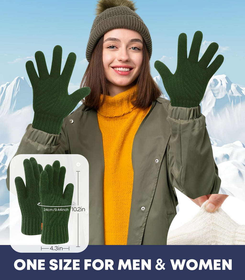CHENMEI Winter Gloves for Men Women-Warm TouchScreen Cold Weather Gloves,Wool Knit Thermal Adults Gloves for Driving Texting