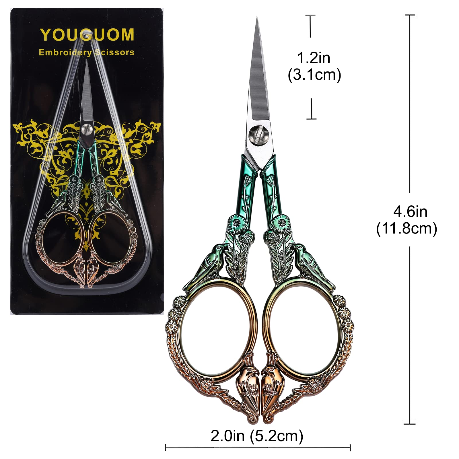 YOUGUOM Small Craft Scissors, Little Travel Sharp Embroidery Scissors All Purpose, Straight Tips Mini Sewing Shears, Precision Detail Thread Cutting Snips