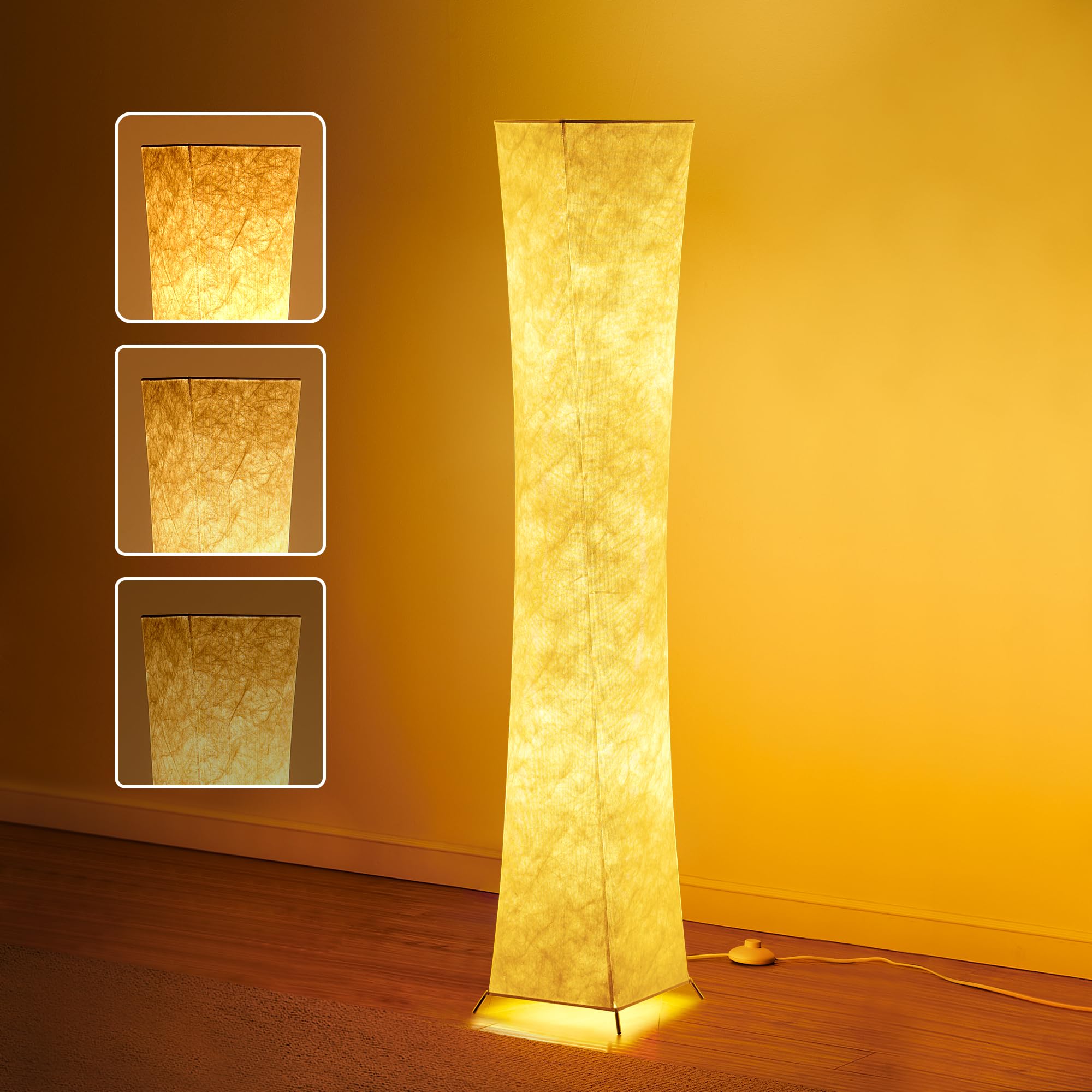 chiphy Floor Lamp, Dimmable 39" (XS) Tall Standing Lamp, 3 Levels Adjustable Brightness 12Wx2 LED Bulbs, Column Floor Light w/White Fabric Shade, Home Decor for Living Room, Bedroom, Kids Room