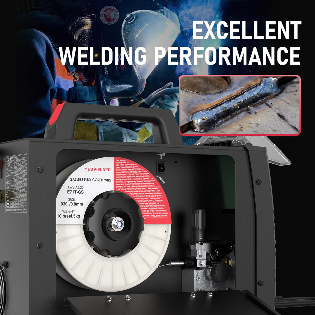 YESWELDER Flux Core Gasless MIG Wire, E71T-GS Mild Carbon Steel .030-Inch Diameter 2-Pound, Strong ABS Plastic Spool Welding Wire (2 Packs)