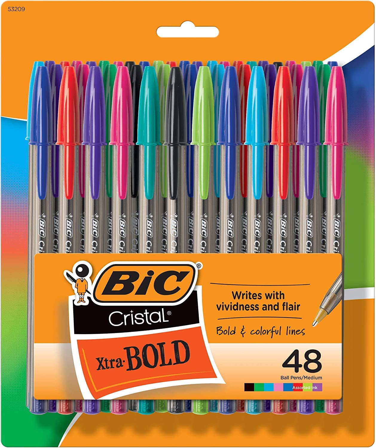 BIC Cristal Xtra Bold Ballpoint Pens, Bold Point 1.6mm, Pack of 48