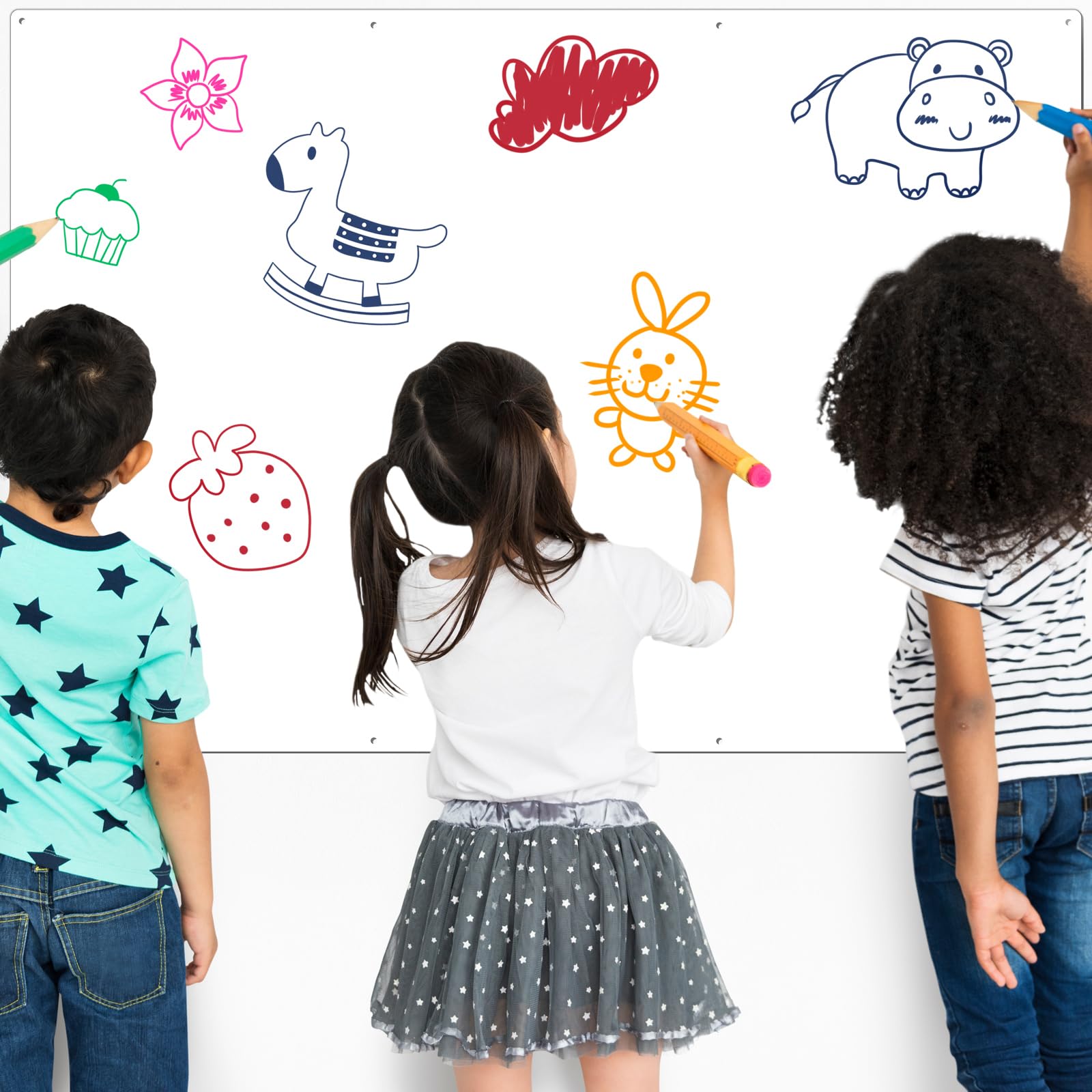 Ireer Magnetic Board Steel Magnet Bulletin Boards for Walls to Display Magnetic Notes Photos for Home Office Classroom, Pre Drilled with Screws and Dry Wet Erase Feature(Black,24 x 48 Inch)