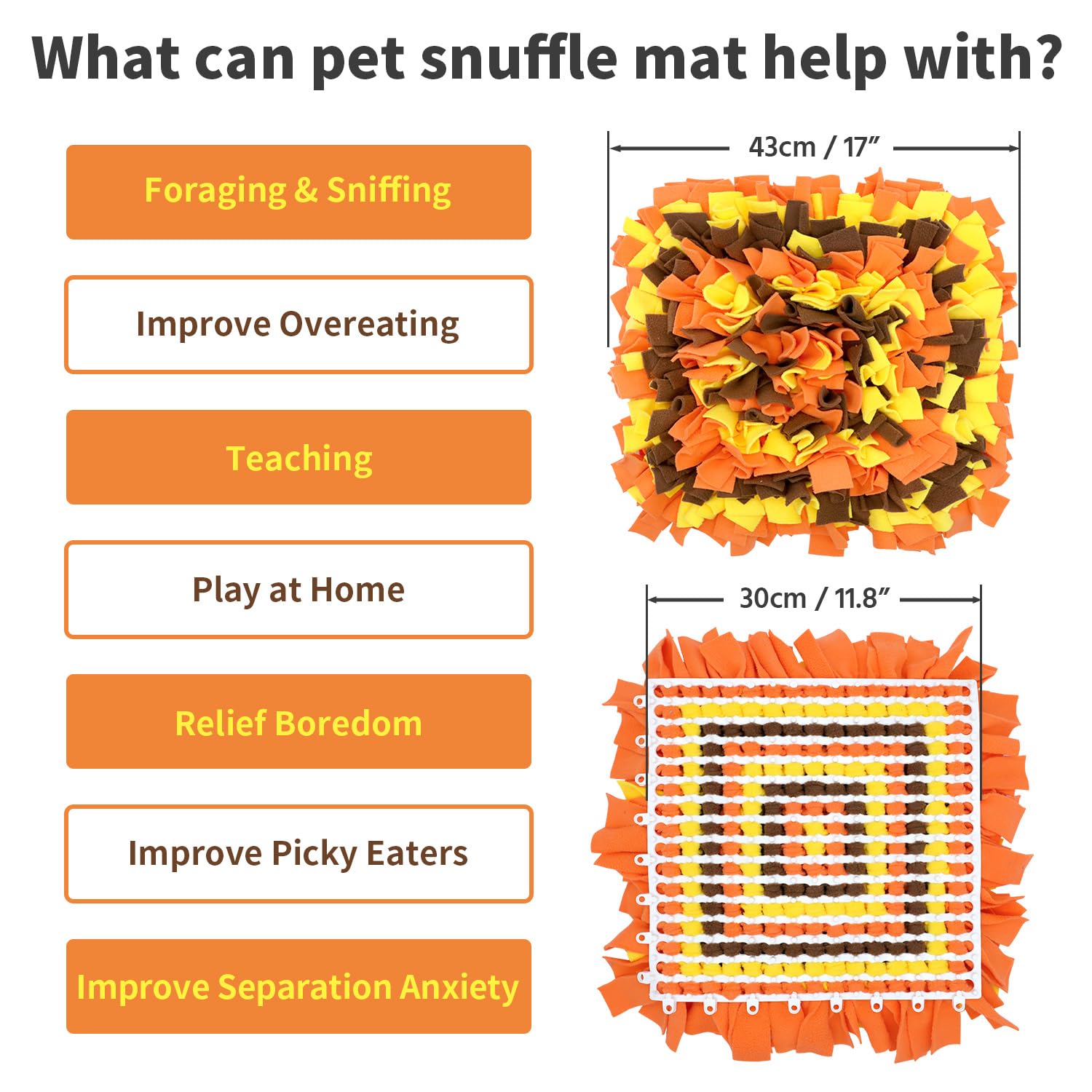 LIVEKEY Pet Snuffle Mat for Dogs, Dog Feeding Mat, Nosework Training Mats for Foraging Instinct Interactive Puzzle Toys (Orange&Yellow&Brown)