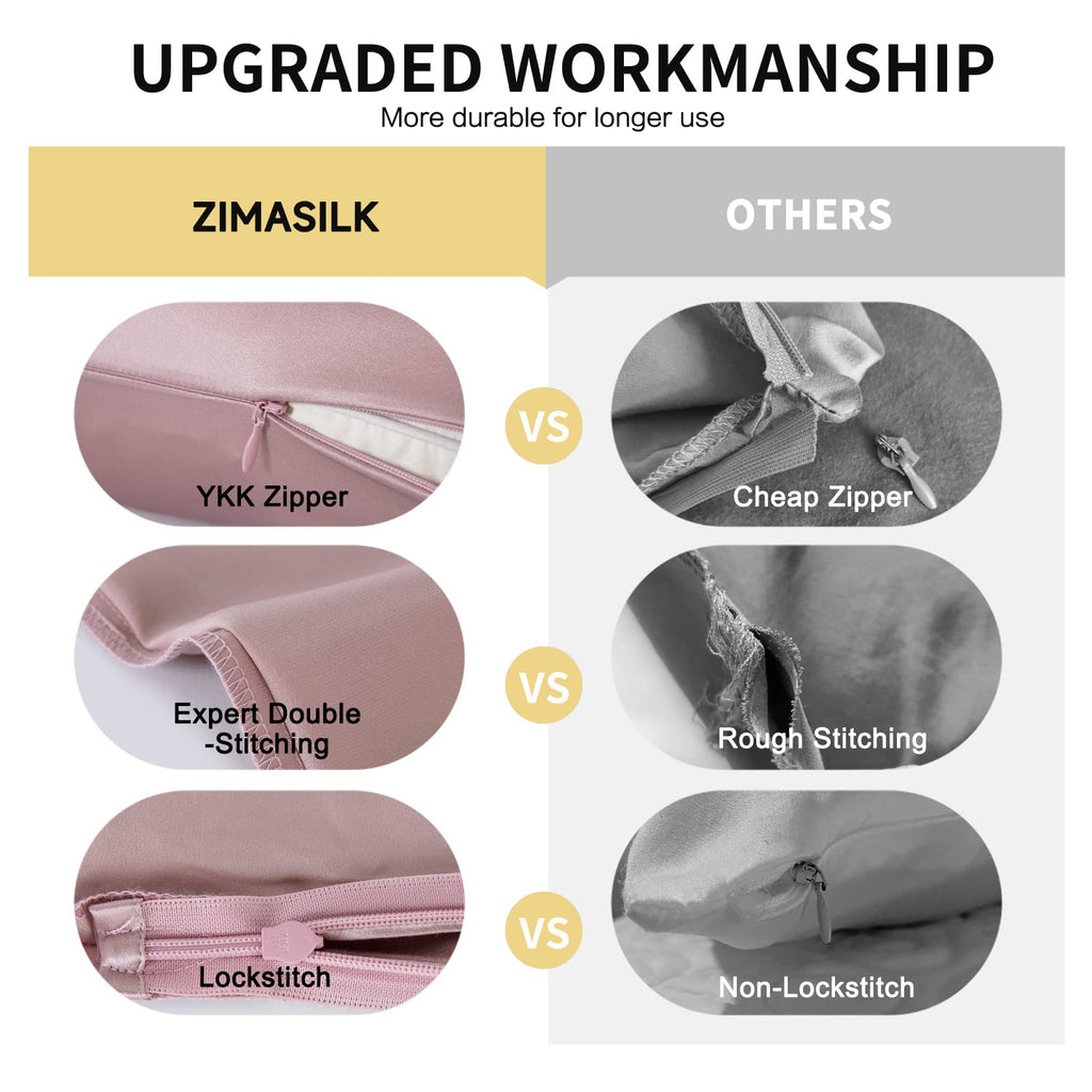 ZIMASILK Upgraded 100% 6A Grade Pure Mulberry Silk Pillowcase for Hair and Skin Silk Pillow Cases with Reinforced Hidden Zipper, More Soft & Durable, Gift Box (Standard 20"x26" Beige)