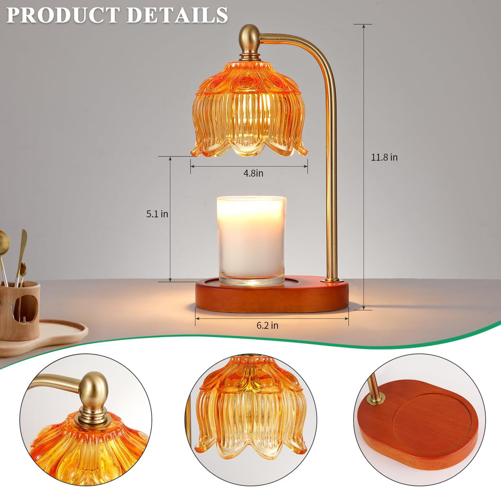 MEIXISUE Candle Warmer Lamp with Timer and Dimmer,Electric Amber Light Gifts for Women Melt Wax Warmer Lamp with 2 Bulbs for Candle Jars House Warming New Home Decor
