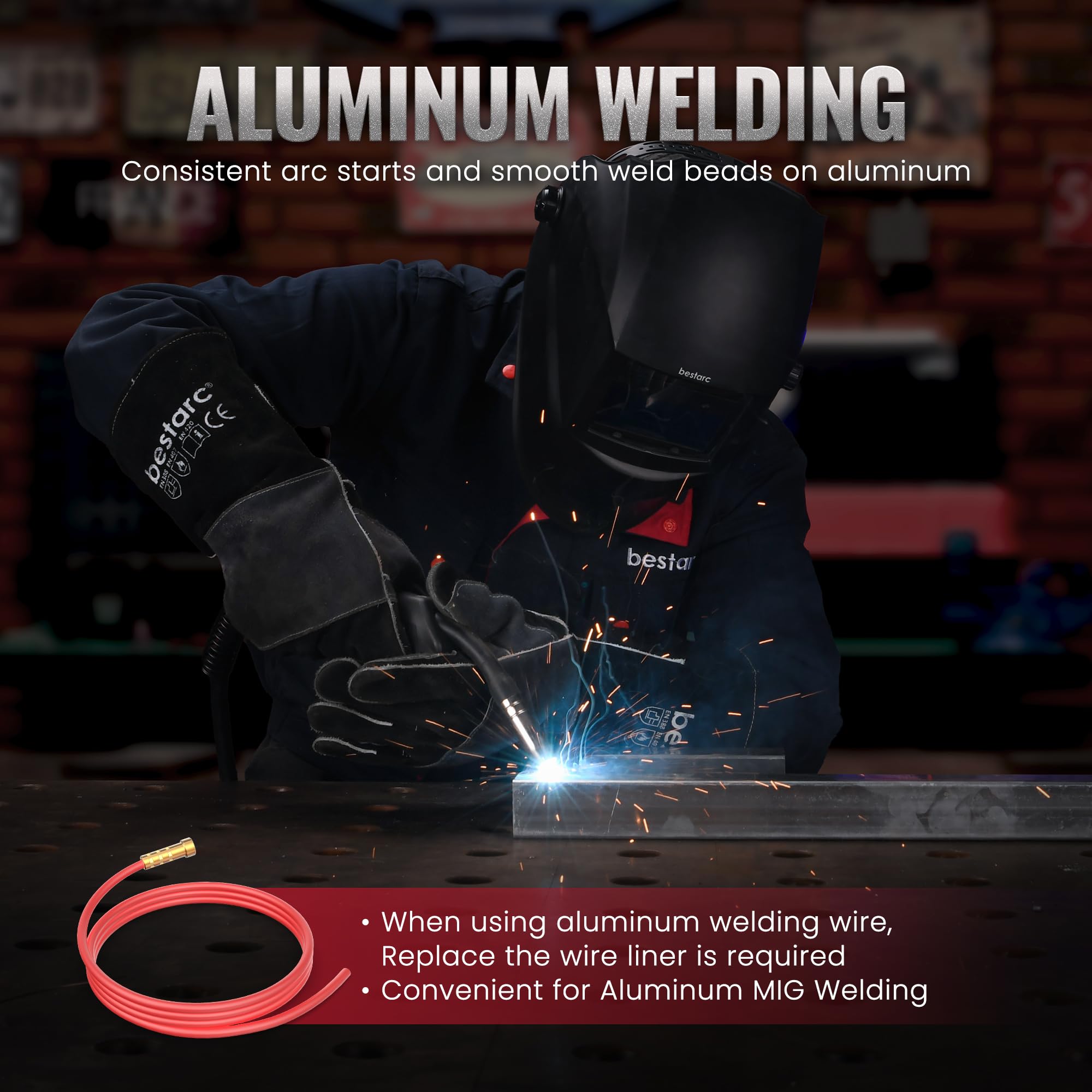 Bestarc 145A MIG Welder, 110V 220V 4 in 1 Gas/Flux Core MIG/Lift TIG/Stick Welder Machine, Large LED Display Welding Machine, IGBT Inverter Welder MIG145 Soild Gasless Synergy MIG Welder