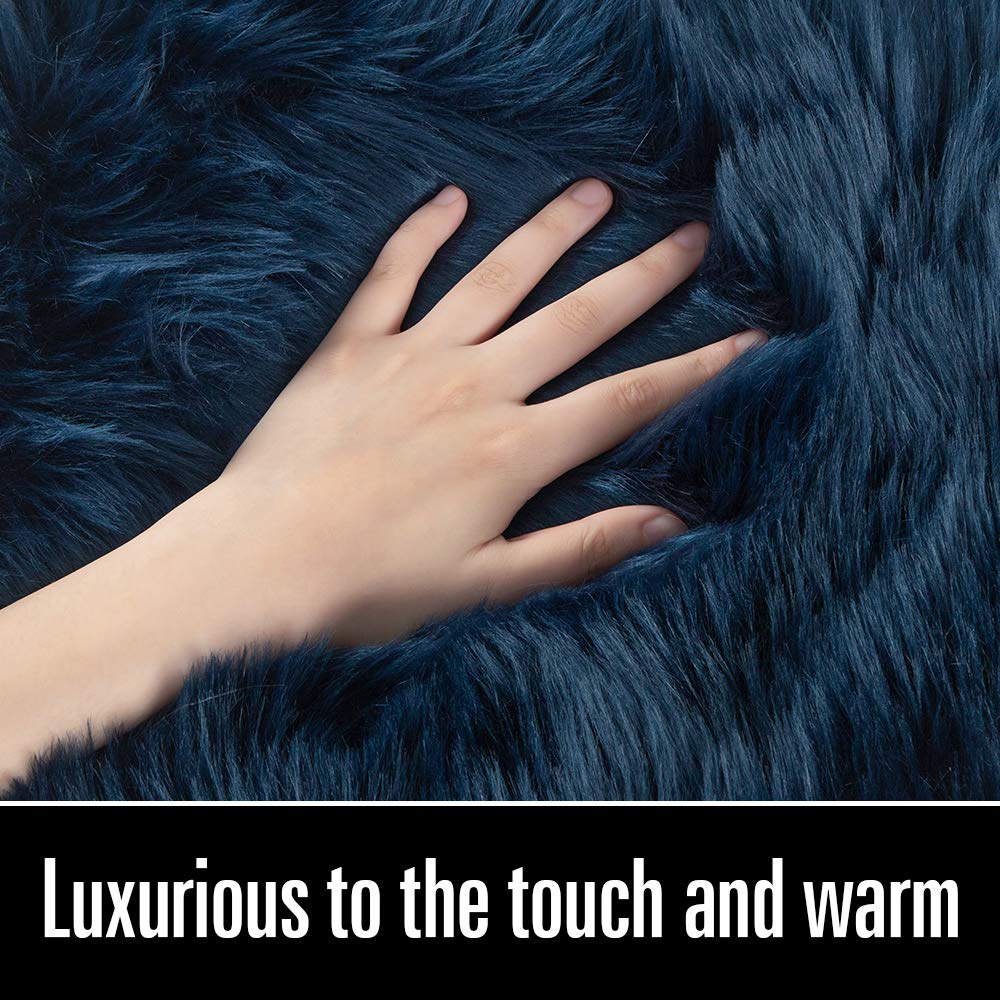 LOCHAS Soft Fluffy Faux Fur Rugs for Bedroom Bedside Rug 2x3 Feet, Washable, Furry Sheepskin Area Rug for Living Room Girls Room, Luxury Shag Carpet Home Decor, Beige