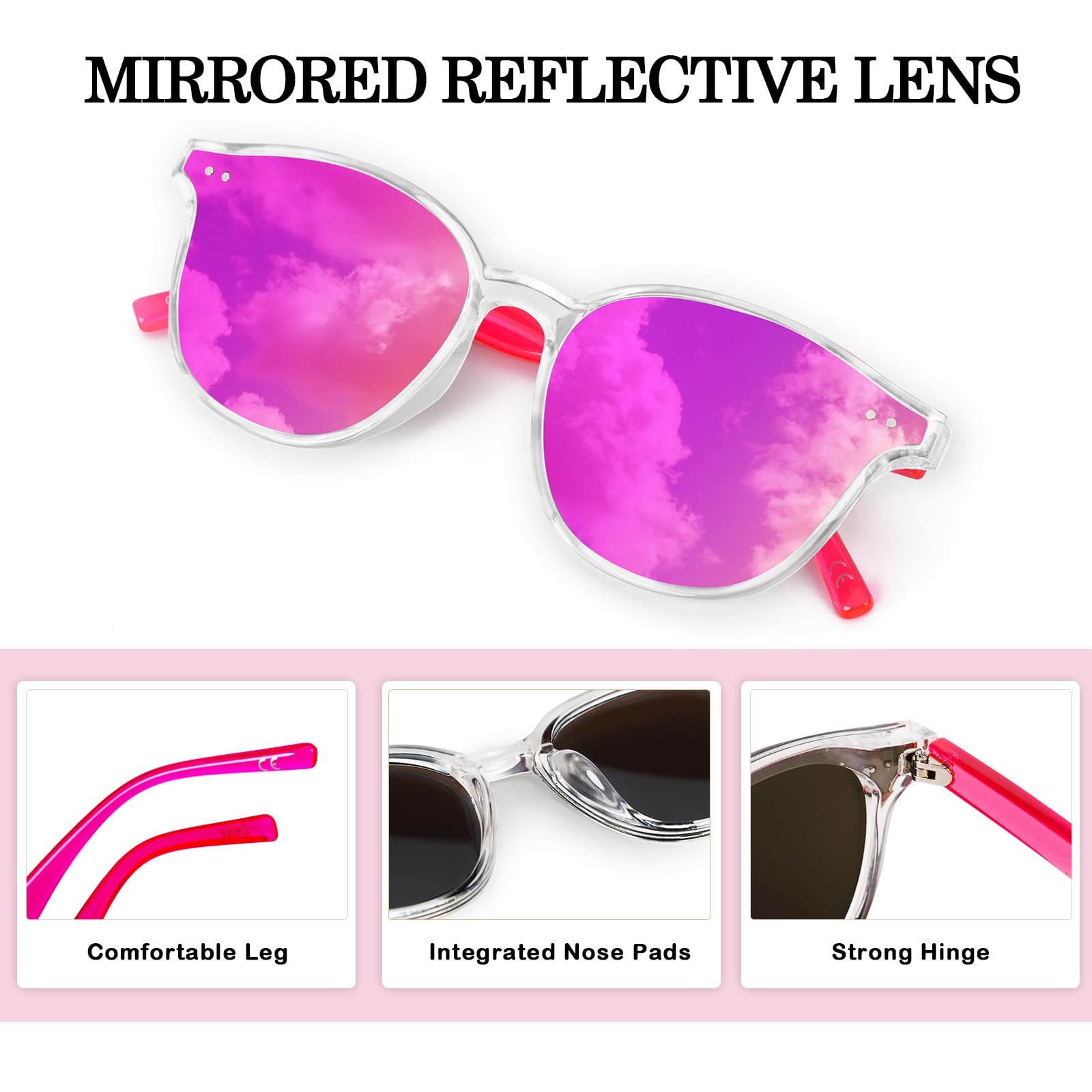 Kids Sunglasses, Sunglasses for Kids Children, Mirrored Sunglasses for Girls Boys Toddler UV400 Age 3-10