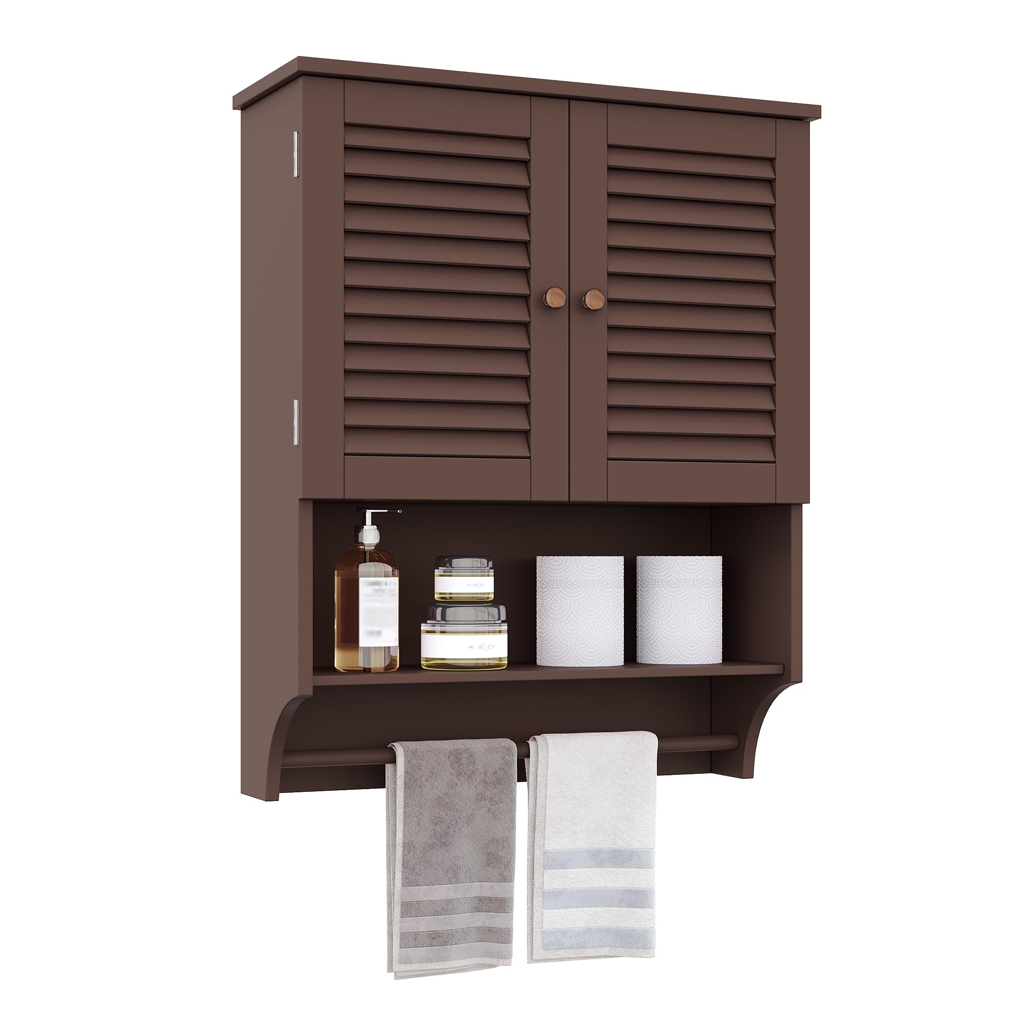 ChooChoo Bathroom Wall Cabinet, Medicine Cabinet, 2 Doors Over The Toilet Space Saver Storage Cabinet with Large Space, Black