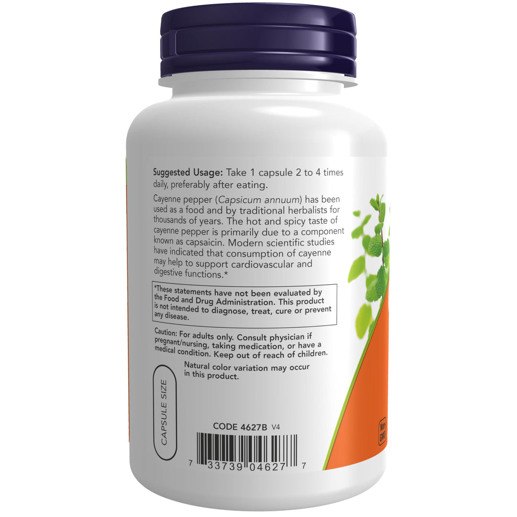 NOW Foods Supplements, Cayenne (Capsicum annuum) 500 mg, Herbal Support, 100 Veg Capsules