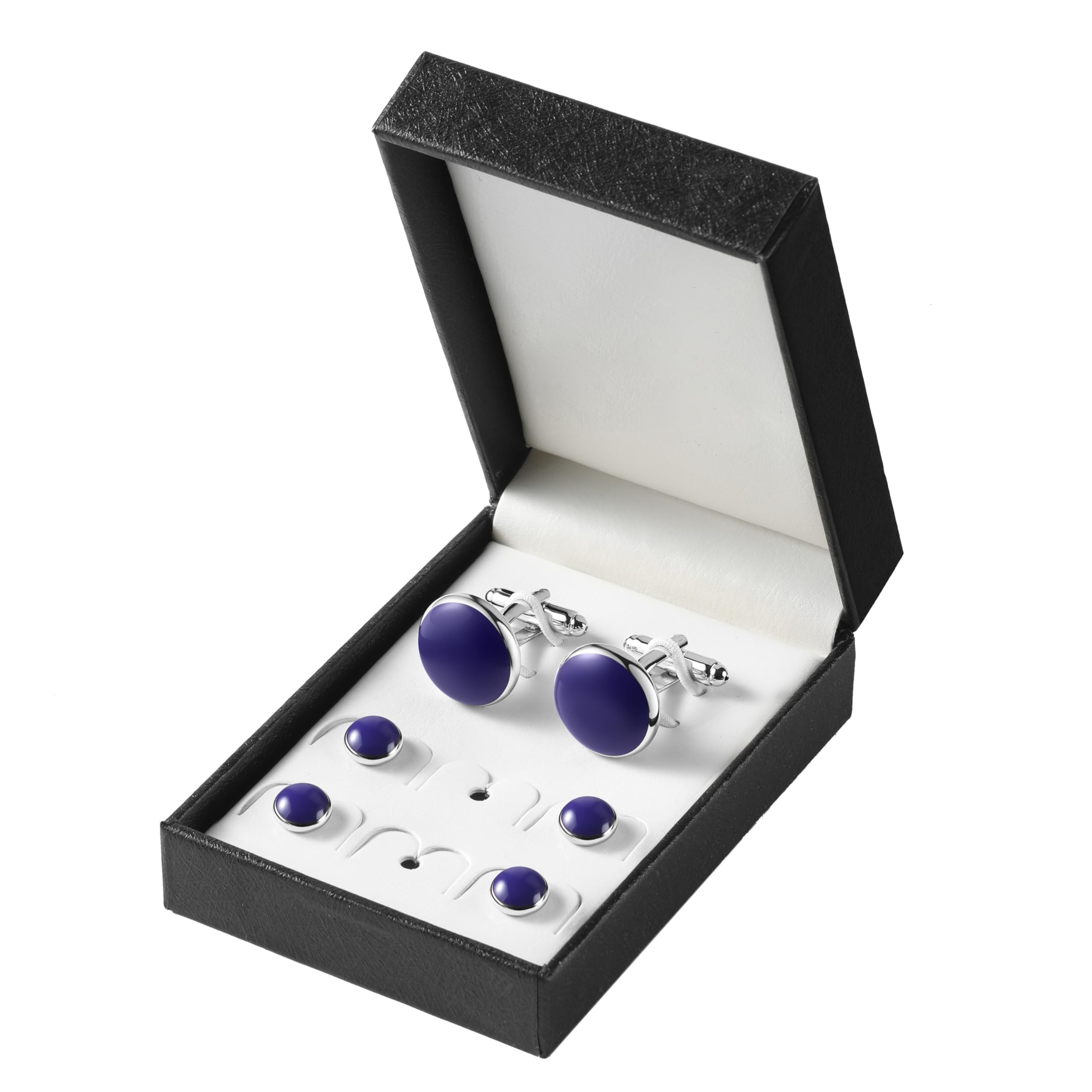 Men's Cufflinks & Tuxedo Studs Set - 316L Stainless Steel Formal Wedding Jewelry, Groomsmen Gift Set with Gift Box