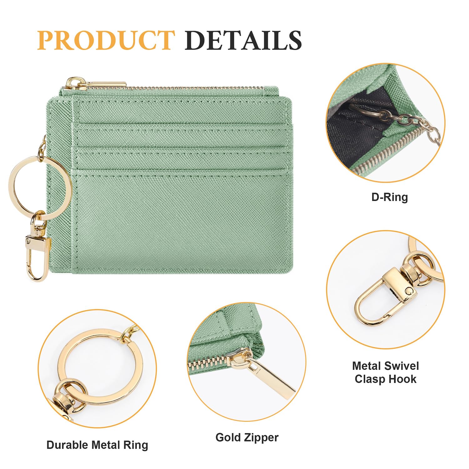 Sodsay Card Case Slim Front Pocket Wallet for Women Credit Card Holder with Keychain | Slim, Credit Card Holder, Front Pocket, with Keychain | Slim
