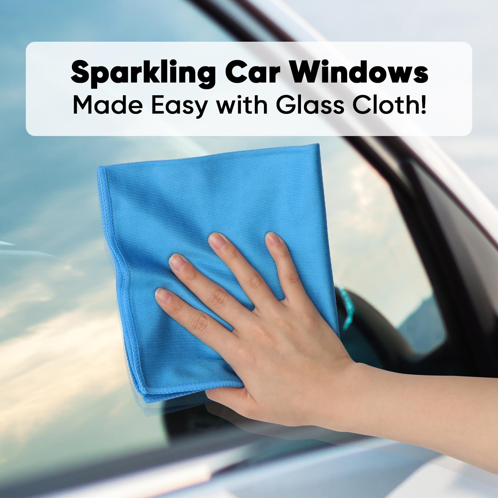 HOMEXCEL Microfiber Glass Cleaning Cloths 6 PK, Lint Free Streak Free, Reusable Microfiber Magic Cleaning Cloth for Cleaning Windows, Glasses, Mirrors, Screens, Stainless Steel, and More, Blue-14”×16”