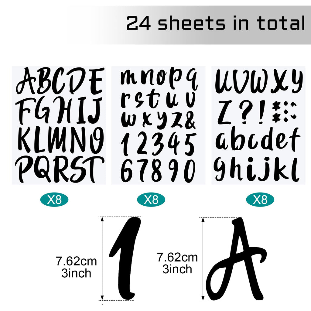 Outus 576 Pieces 8 Sheets Letters Stickers Self Adhesive Vinyl Letter for Graduation Cap Alphabet Number Stickers Mailbox Numbers Sticker, Decals for Classroom Decor Sign Door(Black,1 Inch)