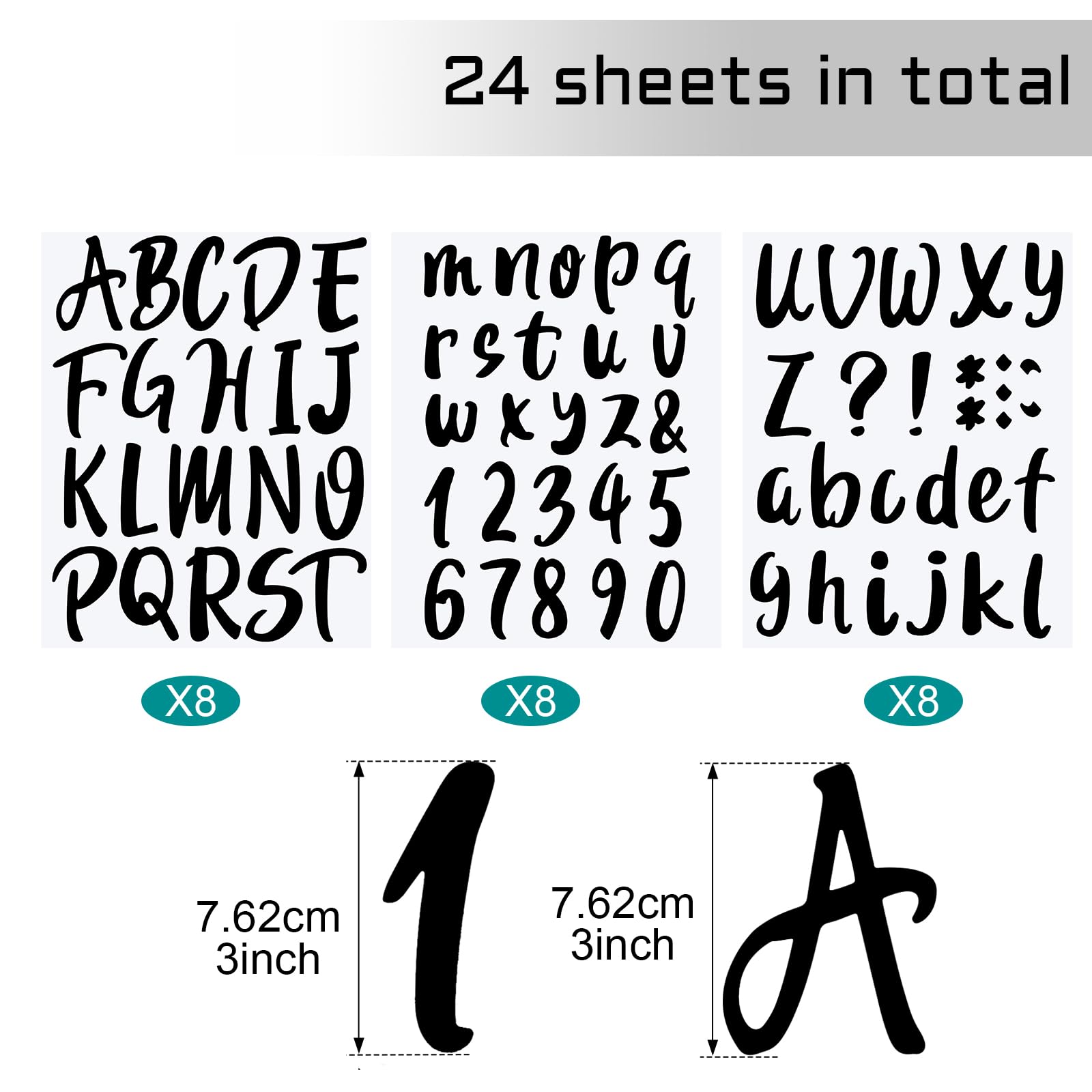 Outus 576 Pieces 8 Sheets Letters Stickers Self Adhesive Vinyl Letter for Graduation Cap Alphabet Number Stickers Mailbox Numbers Sticker, Decals for Classroom Decor Sign Door(Black,1 Inch)