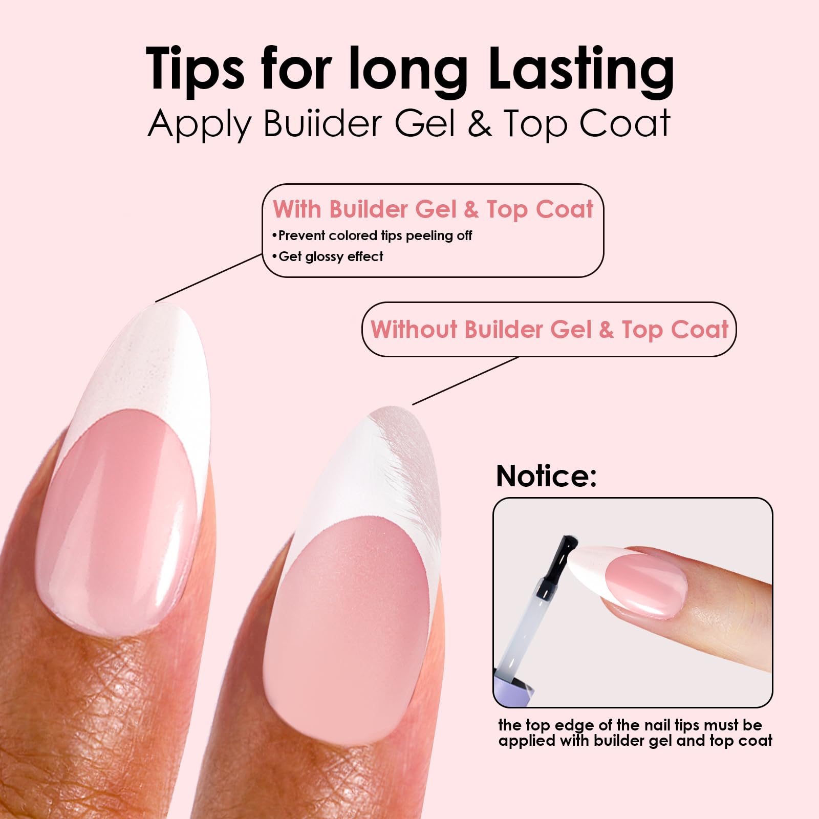 Canvalite French Tip Press on Nails Gel Nail Tips - 300Pcs Pre-Colored Quick and Easy Press on Nails Almond Fake Nails with Designs DIY Nail Extensions, Nude White