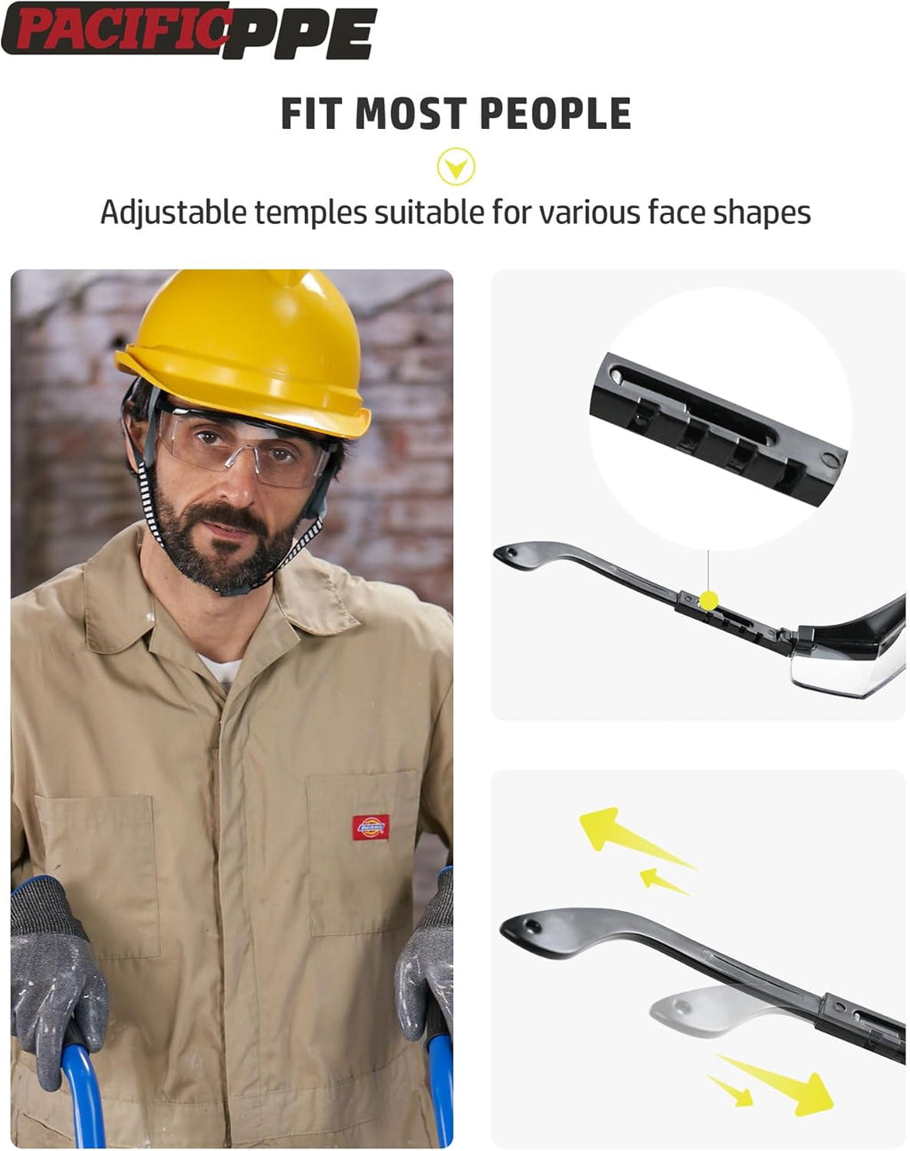 PACIFIC PPE 2 Pack Safety Glasses for Men and Women, ANSI Z87 Safety Goggles with Scratch Resistant Clear Wraparound Lenses, Adjustable Lab Goggles, UV Protection Lab Glasses