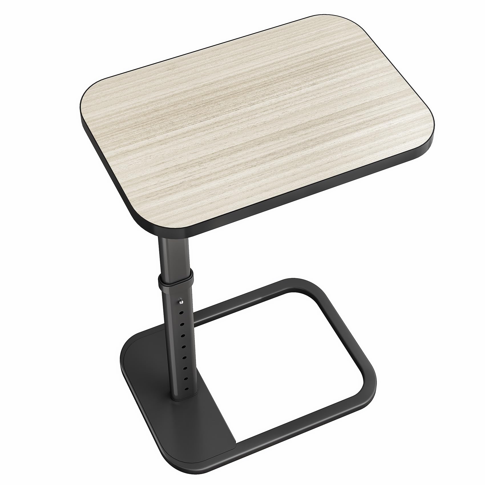 Kitstorack TV Tray Table, Adjustable Height & Rounded Metal Corners, Snack Table for Couch, Sofa, Bed, Chair, Living Room, C Shaped End Side Table for Eating, Dinner or Laptop, Small Spaces, Black