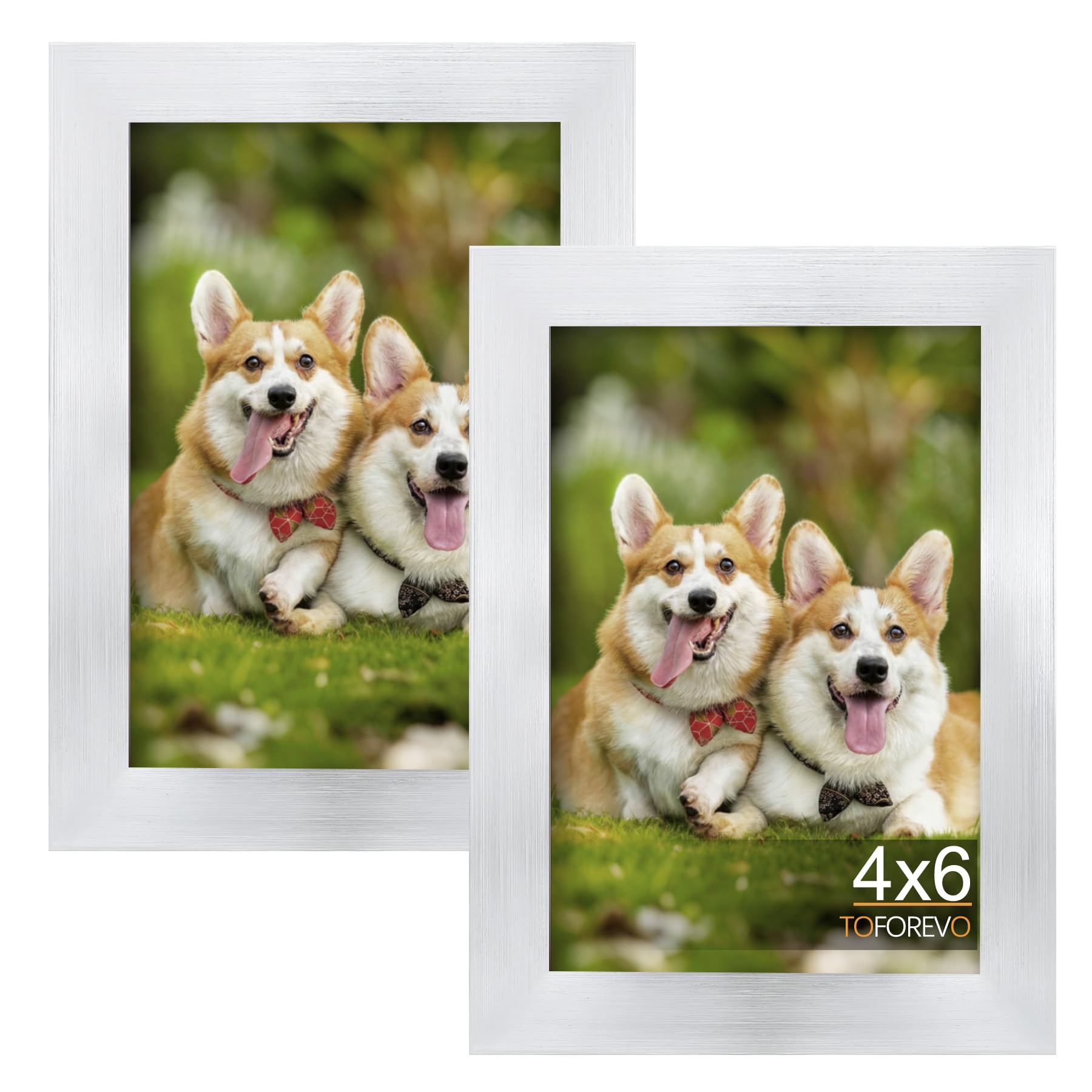 TOFOREVO Picture Frames 4x4 Set of 2 Black Wood Grain Photo Frame for Gallery Wall Mounting or Tabletop Display