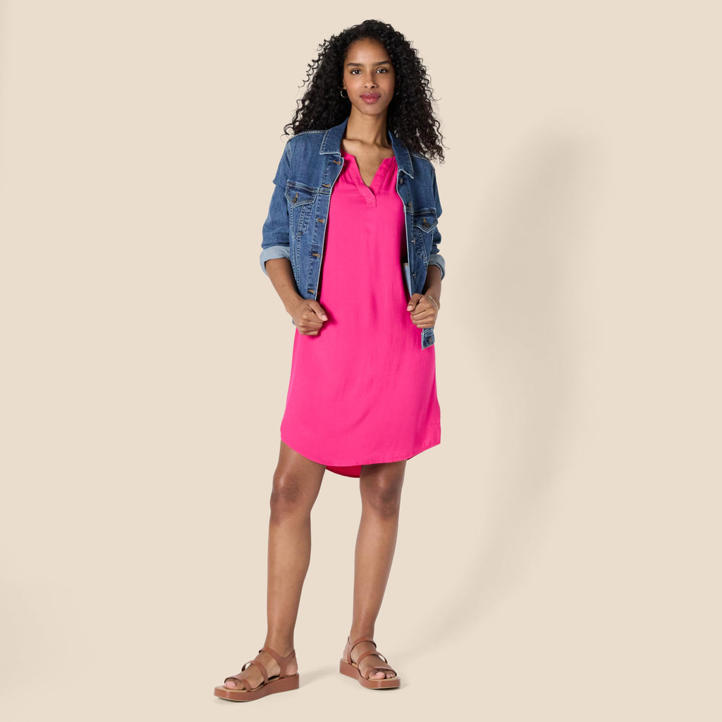 Amazon Essentials Women's Sleeveless Woven A-line V Neck Shift Dress